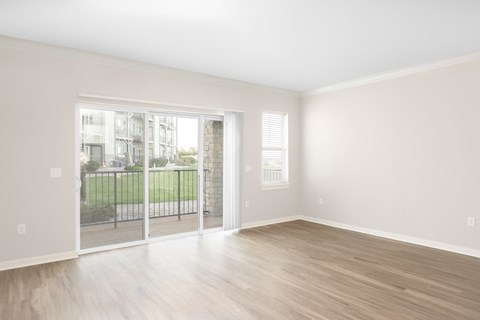 renovated living room with patio